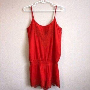 Gianni Bini Romper Red Orange Lace Details
